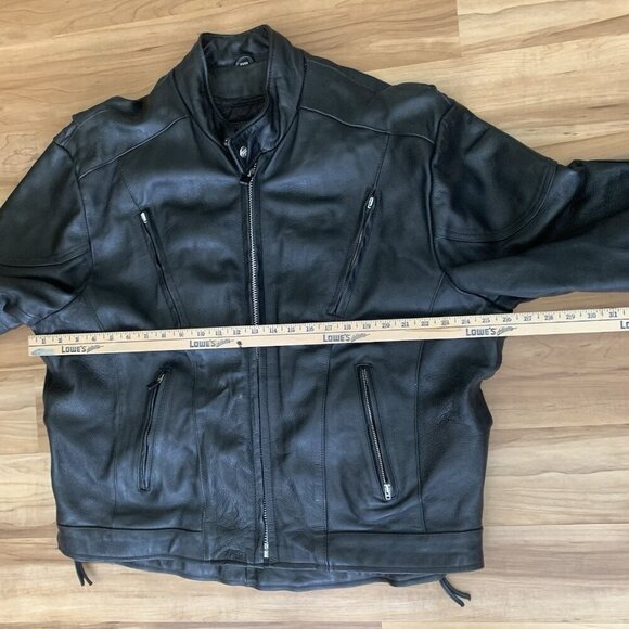 Interstate Leather Biker Motorcycle Riding Jacket Black Mens 3XL Quilted Lined - Picture 15 of 16